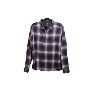 Kuhl Shirt Men’s Large Brown Gray Plaid Long Sleeve Button Down Outdoor